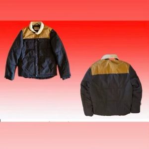 Levi’s Navy and Tan Men’s Quilted Fleece Lined Collar Puffer